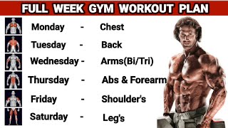 Full Week Gym Workout Plan  Perfect Plan for Best Results  Symmetrical Development [upl. by Roxanne]