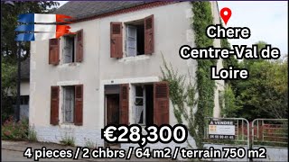 France Cher CentreVal de Loire  €28300  Maison 4 pieces 2 Chambres 64 m2 terrain 750 m2 [upl. by Anaele]