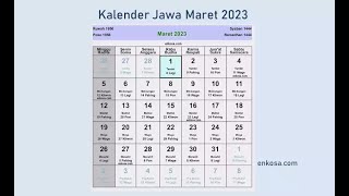 Kalender Jawa Maret 2023 Lengkap Hari Baik [upl. by Zerdna]