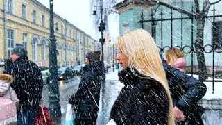 ❄️ VERY HARD CLIMATE IN RUSSIA 🇷🇺 MOSCOW SNOWFALL RUSSIAN WINTER Walking tour  ⁴ᴷ HDR [upl. by Bina570]