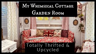 My Whimsical Cottage Garden Room Totally Recycled amp Thrifted Cottagecore diy decor thrifting [upl. by Lotti]