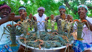 BIG LOBSTER  50 KG Lobster Fry Cooking and Eating In Village  Lobster Recipes with Indian Masala [upl. by Lainad]