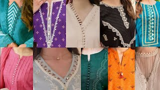 Trendy Neck Designing With Lace And Button For Eid New Lace Neck Designing 2024Hala Dress Ideas [upl. by Enyalaj]