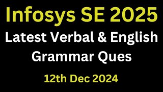 Infosys Latest Verbal Ability And English Grammar  Infosys Previous Year Verbal Ability Questions [upl. by Eirrotal488]