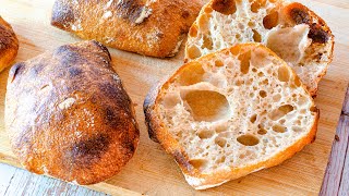 Ciabatta Brötchen mit Sauerteig  luftig und aromatisch [upl. by Lemhaj710]