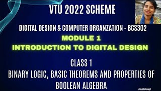 Class 1  INTRODUCTION TO LOGIC DESIGN Module 1  DDCO BCS302 3rd Sem 2022 Syllabus  VTU [upl. by Adranoel]