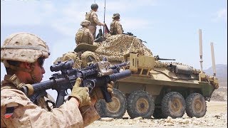 USMC Light Armored Recon Marines in action LAV25 26th MEU overseas deployment [upl. by Stearne]