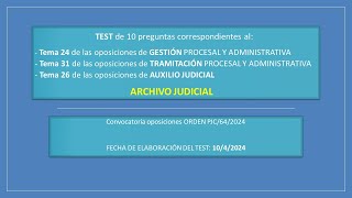 Test 59  Archivo Judicial  test procesal oposicionesjusticia [upl. by Graig167]