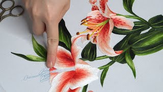 Easy and Beautiful Hand Embroidery Designs  Embroidering a Lily Flower  Hand Embroidery Art [upl. by Moritz884]