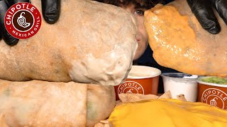 ASMR MUKBANG CHIPOTLE GIANT BURRITOS CHEESE CHIPS amp CURRY  WITH QUESO [upl. by Halette]