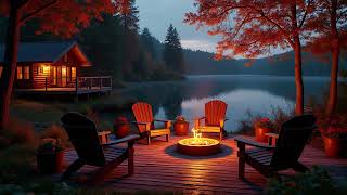 Autumn Nights by the Fire Lakeside Cabin with Crickets Sounds For Sleeping [upl. by Aon]