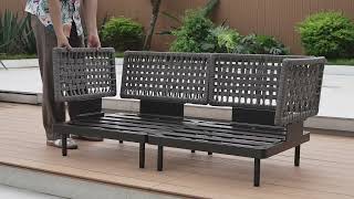 Charcoal Aluminum Outdoor Sofa Assembly Guide｜OTDMEL [upl. by Pavla]