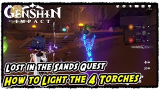 How to Light the 4 Torches in Abdju Pit Lost in the Sands Quest [upl. by Octavius]