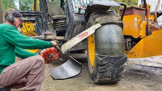 Crazy but Genius Technique to Get Rid of Old Massive Foam Filled Tires [upl. by Pell]