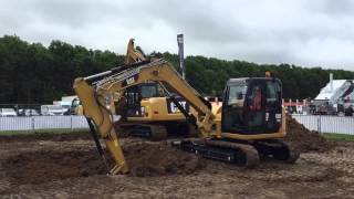 Cat 313F and Cat 308E hydraulic excavators working together at Plantworx 2015 [upl. by Hannaoj281]