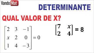 QUAL VALOR DE X USANDO DETERMINANTE  MATRIZ 2X2 E 3X3 matriz determinantes matemática [upl. by Attenad]