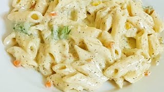 معكرونة بالصوص الأبيض بدون كريمة طبخ سريعة ولذيذة  white sauce pasta with no cream [upl. by Melba647]