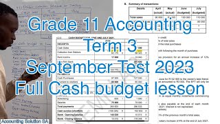 Grade 11 Accounting Term 3  Cash budget Full Lesson of 2024 Including debtors collection schedule [upl. by Uttasta]