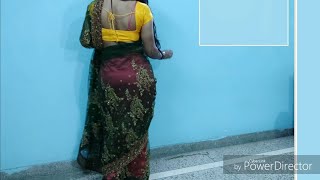 How to wear backless saree blouse with transparent net saree [upl. by Areis]