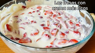 Fresas con crema económicas las fresas con crema más ricas receta completa 🍓 [upl. by Ennahgem]