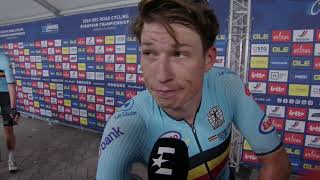 Jasper Philipsen  Interview at the finish  UEC Championships LimbourgFlanders 2024 [upl. by Inama288]