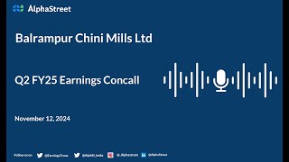 Balrampur Chini Mills Ltd Q2 FY202425 Earnings Conference Call [upl. by Lynelle]