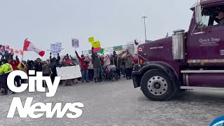 Truckers and supporters gather in the GTA prior to departure for Ottawa  Freedom Convoy [upl. by Aihsekan]