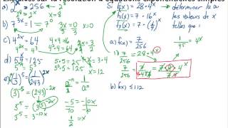 Exercices sur la resolution déquation exponentielles simples mathématiques secondaire 4 TS Québec [upl. by Greenes]