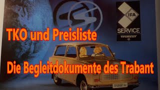 Die Begleitdokumente zum Trabant 601 Kombi TKO Preisliste etc [upl. by Siramed]