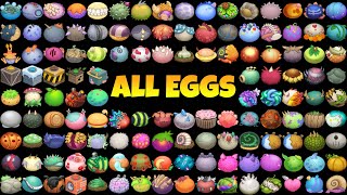 All Monsters Eggs  Common And Wublin Eggs And Wubbox In Alphabetical Order  My Singing Monster [upl. by Ydnik]