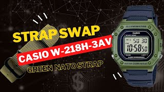 Casio W218H3AVDF Strap Swap w218 [upl. by Anerbes516]