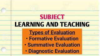 Types of Evaluation  Formative Evaluation Summative Evaluation and Diagnostic Evaluation [upl. by Esemaj]