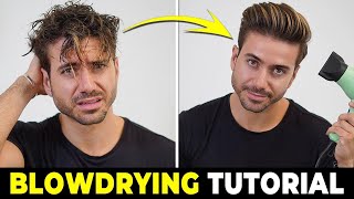 HOW TO USE A HAIR DRYER  Blowdrying Tutorial  Mens Hairstyle Tutorial 2022 [upl. by Akimrej]