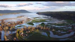 4K Drone Filming Flooding Cowichan Bay BC Canada 10 MAR 16 [upl. by Bernstein355]