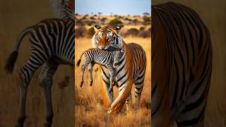 Tiger attack poor baby zebra tiger attack zebra shortsfeed tigerlovers animals wildlife [upl. by Bledsoe]