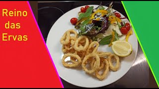 Lulas Fritas Receita Portuguêsa com Salada e Molho de Iogurte [upl. by Yrocaj643]