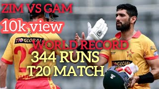 Zimbabwe vs Gambia WORLD RECORD 344 runs in 20 over cricket t20 zimbabwecricket batting asia [upl. by Noiz35]