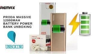 PRODA 12000mAh Massive  Power Bank With Fast Charging Support Unboxing HD [upl. by Eadnus408]