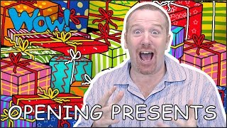 Opening Christmas Presents with Steve and Maggie  Stories for Kids  Speaking Wow English TV [upl. by Beaver528]