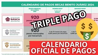 CALENDARIO OFICIAL de Pagos de las Becas Benito Juárez 2024 Triple Pago para Todos [upl. by Garlaand]