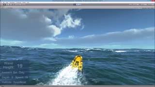 High wave physics ocean with speedboat submarine and vehicles [upl. by Anaillil]