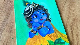 Krishna Janmashtami Drawing  Krishna Acrylic Painting for beginnersHow to draw Krishna [upl. by Ripleigh40]