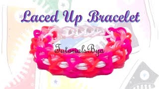 Laced Up Rainbow Loom Bracelet Tutorial [upl. by Notgnirra399]