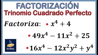 FACTORIZACION Trinomio Cuadrado Perfecto [upl. by Adikram]