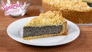 Mohnkuchen mit Streusel und PuddingQuarkfüllung  leichtes Rezept [upl. by Willner]