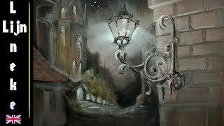 How to draw a Lantern and street by night in pastel pencil and panpastel [upl. by Eugenie]