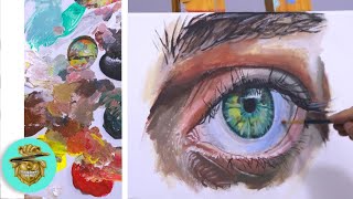 COMO Pintar OJOS REALISTAS  Tutorial de Pintura con ACRÍLICOS [upl. by Asin]