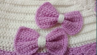 How to crochet a simple bow very easy crochet bow🥰 [upl. by Elehcin622]