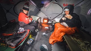 The Quest for a 30 Inch Walleye Ice Camping [upl. by Avelin]