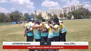 Live Cricket Match  JAYANAGAR Stallion vs HeadOffice  01Oct24 1200 PM 15 overs  JOYALUKKAS PR [upl. by Bilicki]